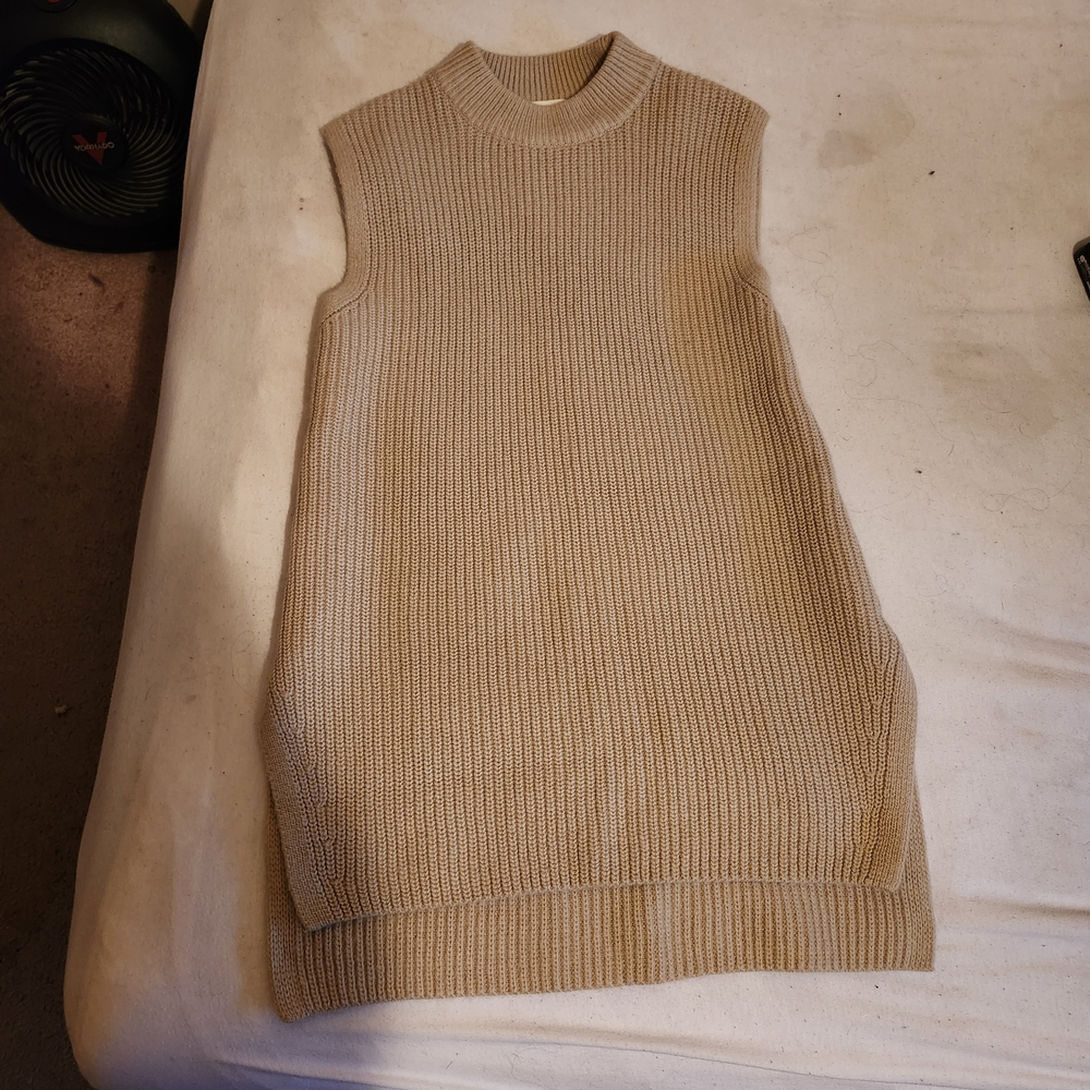 Oversized Mock Neck Women's Sleeveless Winter Sweater Vest